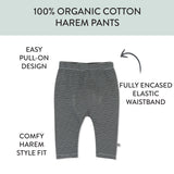 2-Pack Organic Cotton Harem Pants, Feed Stipe Black