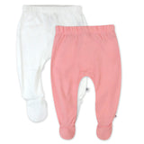 2-Pack Organic Cotton Footed Pants, Light Pink
