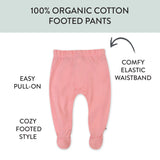 2-Pack Organic Cotton Footed Pants, Light Pink