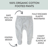 2-Pack Organic Cotton Footed Pants, Fog