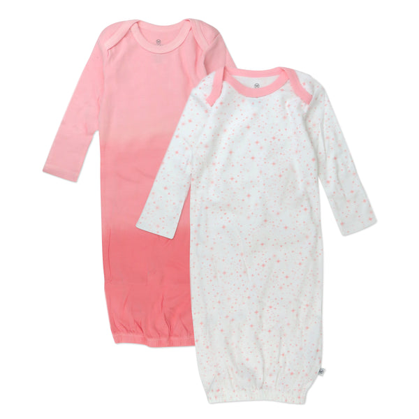 2-Pack Organic Cotton Sleeper Gowns, Twinkle Star White/Pink