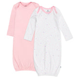 2-Pack Organic Cotton Sleeper Gowns, Love Dot/Pink