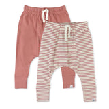 2-Pack Organic Cotton Honest Pants, Mini Stripe Ash Rose