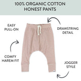 2-Pack Organic Cotton Honest Pants, Mini Stripe Ash Rose