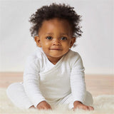 2-Piece Organic Cotton Matelasse Side-Snap Top and Pant Set, Bright White