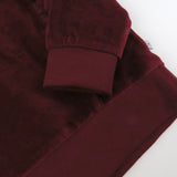 2-Piece Velour Ruffle Front Sweatsuit, Varsity Burgundy