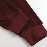 2-Piece Velour Ruffle Front Sweatsuit, Varsity Burgundy