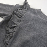2-Piece Velour Ruffle Front Sweatsuit, Gray Charcoal