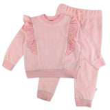 2-Piece Velour Ruffle Front Sweatsuit, Varsity Sweetheart