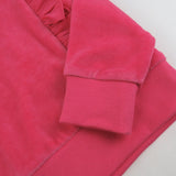 2-Piece Velour Ruffle Front Sweatsuit, Varsity Pink