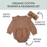 Organic Cotton Jumpsuit Romper Set, Brown