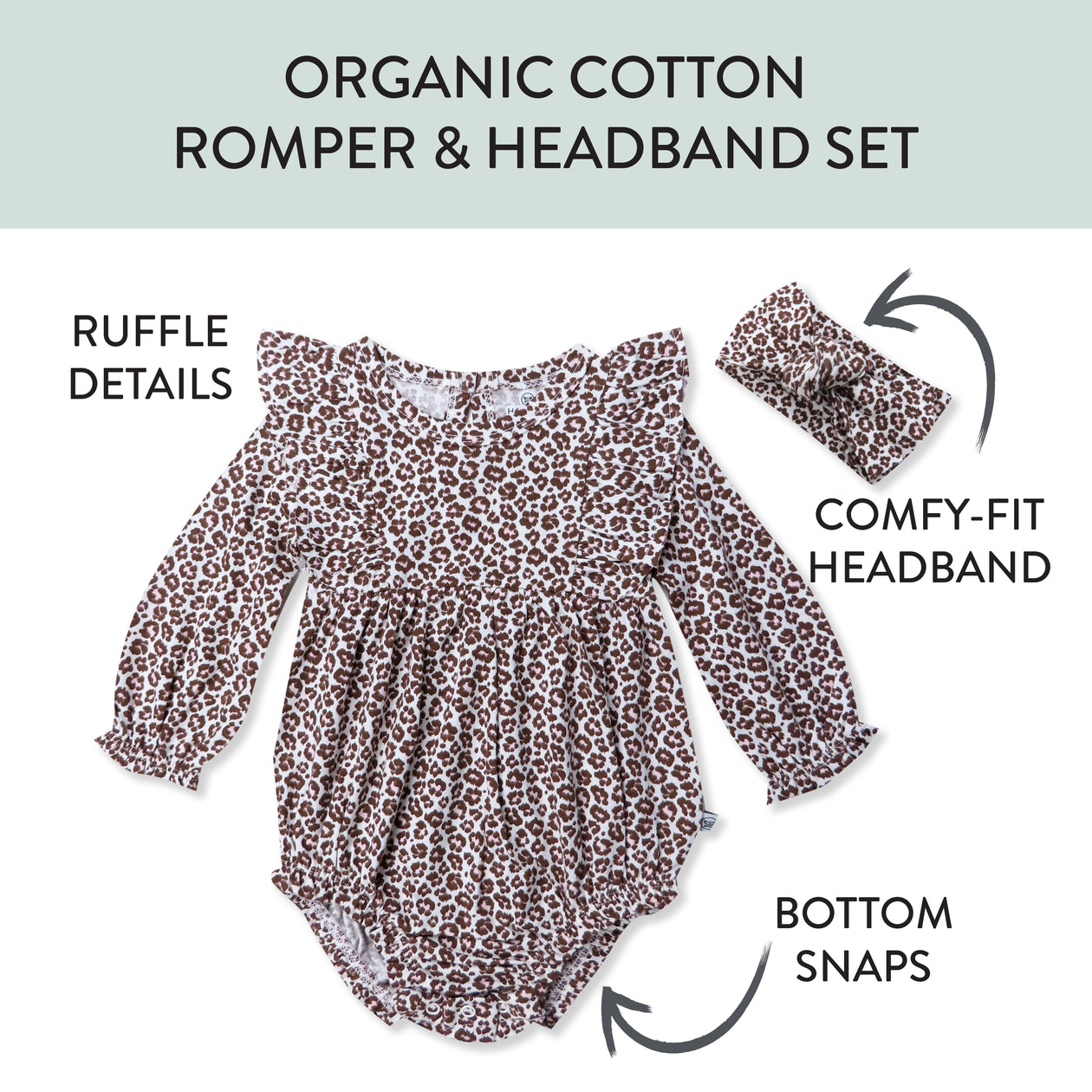 Organic Cotton Jumpsuit Romper Set, Mini Cheetah Pink