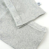 2-Piece Organic Cotton Sleeveless Rib Coverall and Beanie Set, Light Gray Heather