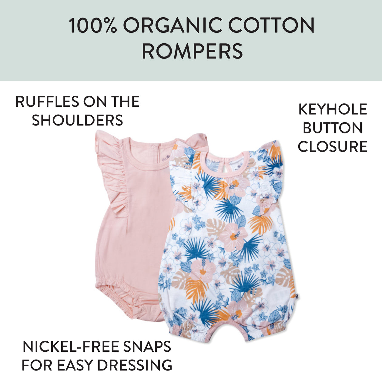 Organic Cotton Jumpsuit Romper Set, Maui Floral
