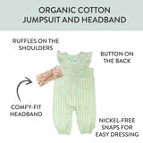 Go to slide 2, Organic Cotton Jumpsuit Romper Set, Baby Buffalo Check Meadow