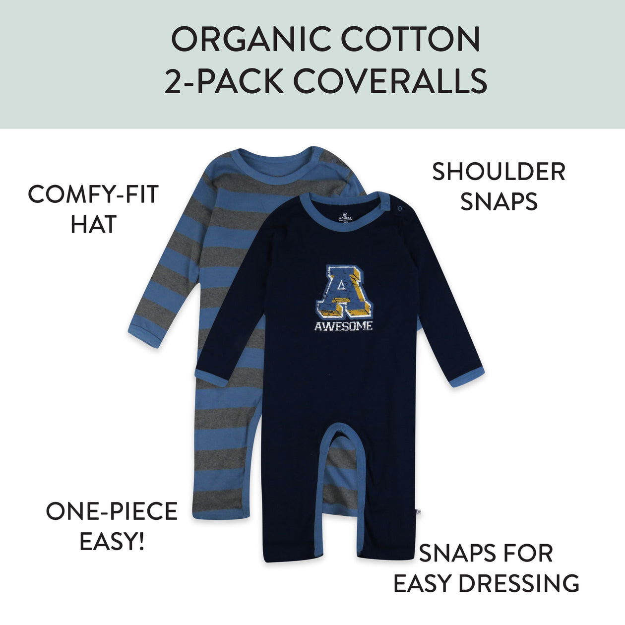 2-Pack Coveralls, Preppy Blue Stripe