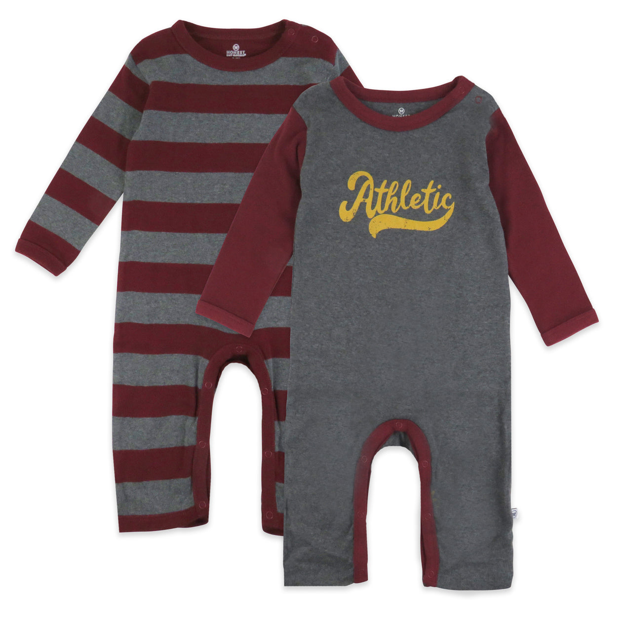 2-Pack Coveralls, Preppy Burgundy Stripe