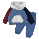 2-Piece Fleece Hoodie and Sweatpant Set, Color Block Collegiate Blue