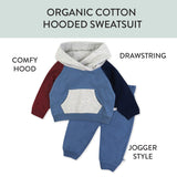 2-Piece Fleece Hoodie and Sweatpant Set, Color Block Collegiate Blue