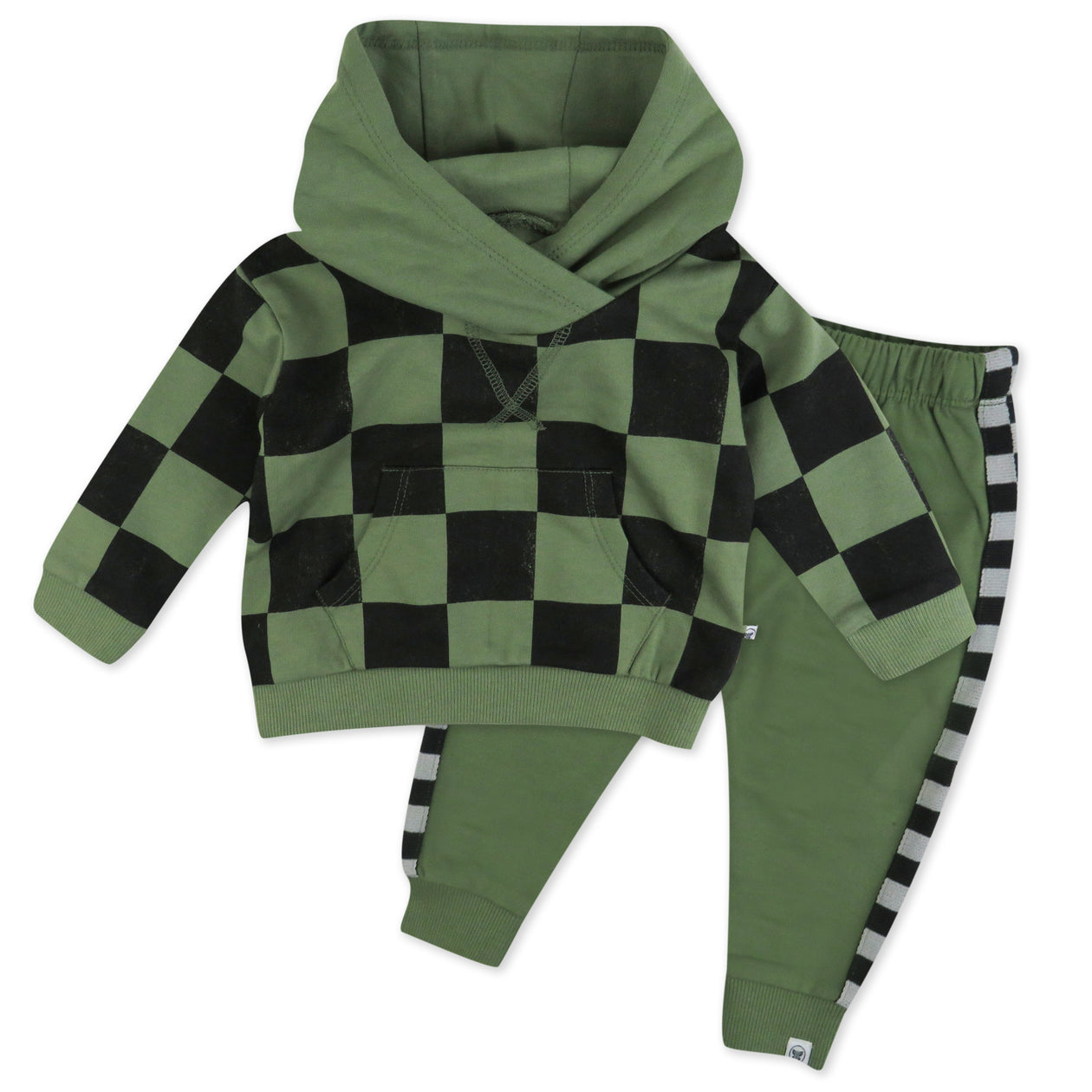 2-Piece Fleece Hoodie and Sweatpant Set, Sk8 Check Olive/Black