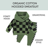 Go to slide 2, 2-Piece Fleece Hoodie and Sweatpant Set, Sk8 Check Olive/Black