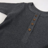 Go to slide 7, Organic Cotton Jumpsuit Coverall Romper Set, Skater Stripe Charcoal Gray