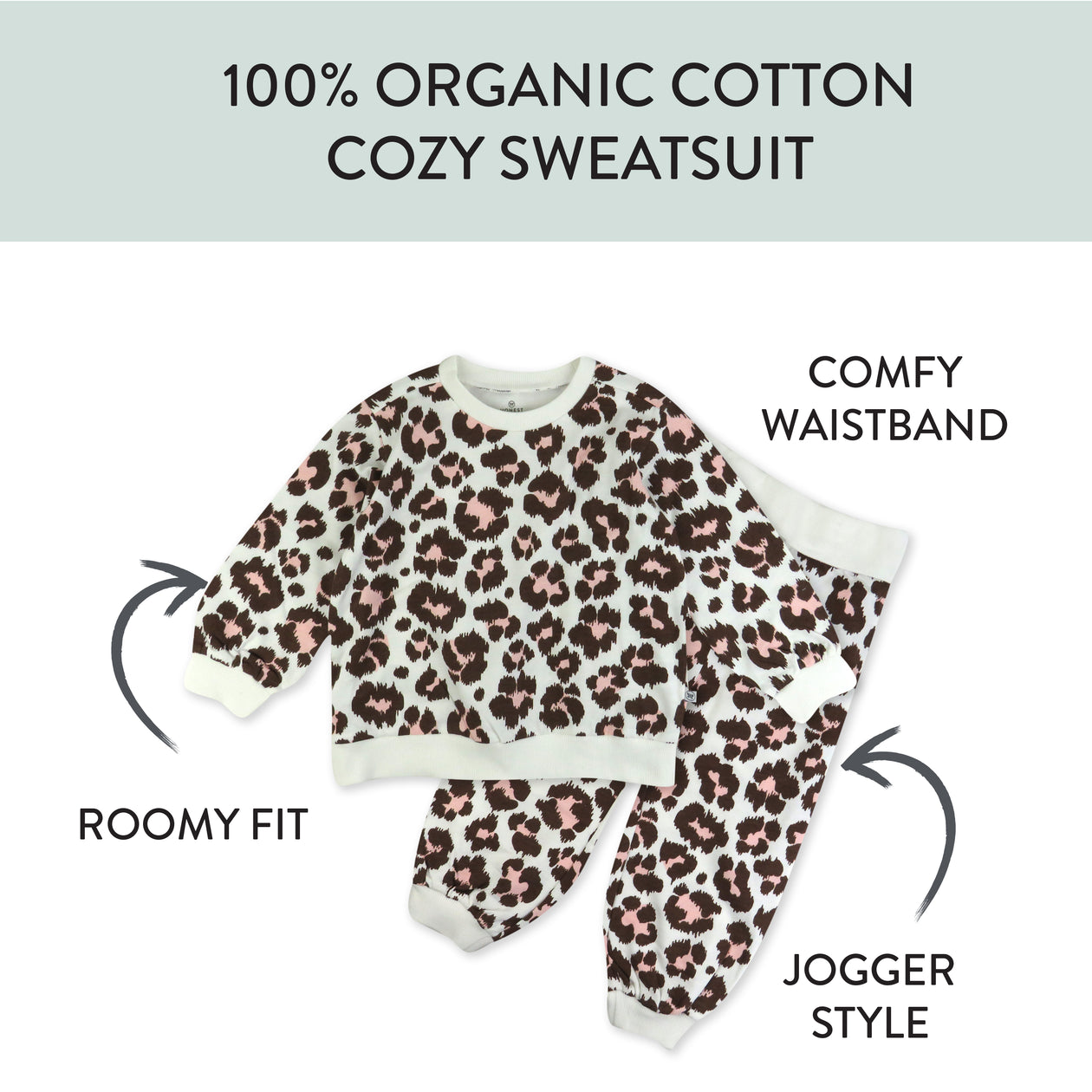2-Piece Cozy Sweatsuit Set, Purr-fect Cheetah Ivory
