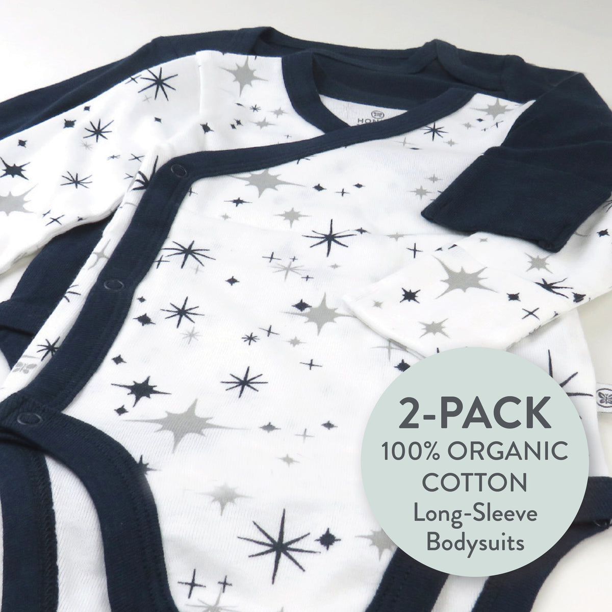 2Piece Long Sleeve Organic Cotton Bodysuit & Side Snap Bodysuit
