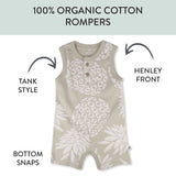 2-Pack Organic Cotton Romper Set, Pineapple Leaf Khaki