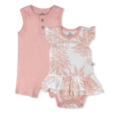 Organic Cotton Jumpsuit Romper Set, Pink Pineapple