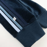 2 Piece Cozy Velour Pop Over Hoodie and Sweatpant Set, Blue with Stripe