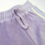 2 Piece Cozy Velour Pop Over Hoodie and Sweatpant Set, Lavender with Stripe