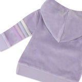 2 Piece Cozy Velour Pop Over Hoodie and Sweatpant Set, Lavender with Stripe