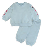 2-Piece Cozy Sweatsuit with Embroidered Sleeve, Varsity Blue