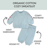 2-Piece Cozy Sweatsuit with Embroidered Sleeve, Varsity Blue