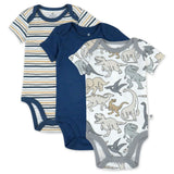 3-Pack Organic Cotton Short Sleeve Bodysuits, Dino Mite