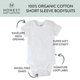 3-Pack Organic Cotton Short Sleeve Bodysuits, Bright White