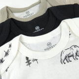 3-Pack Organic Cotton Long Sleeve Bodysuits, Bear White