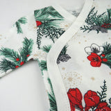 3-Pack Organic Cotton Long Sleeve Side-Snap Bodysuits, Emerald Floral