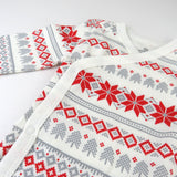 3-Pack Organic Cotton Holiday Long Sleeve Side-Snap Bodysuits, Fair Isle Ivory