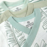 3-Pack Organic Cotton Long Sleeve Side-Snap Bodysuits, Jumbo Leaf Sage