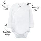 3-Pack Organic Cotton Long Sleeve Side-Snap Kimono Bodysuits, Love Dot