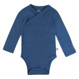 3-Pack Organic Cotton Long Sleeve Side-Snap Bodysuits, Dino Prep Academy Blue
