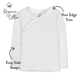 3-Pack Organic Cotton Long Sleeve Side-Snap Kimono Tops, Gray Ombre