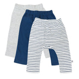 3-Pack Organic Cotton Harem Pants, Classic Stripe Navy