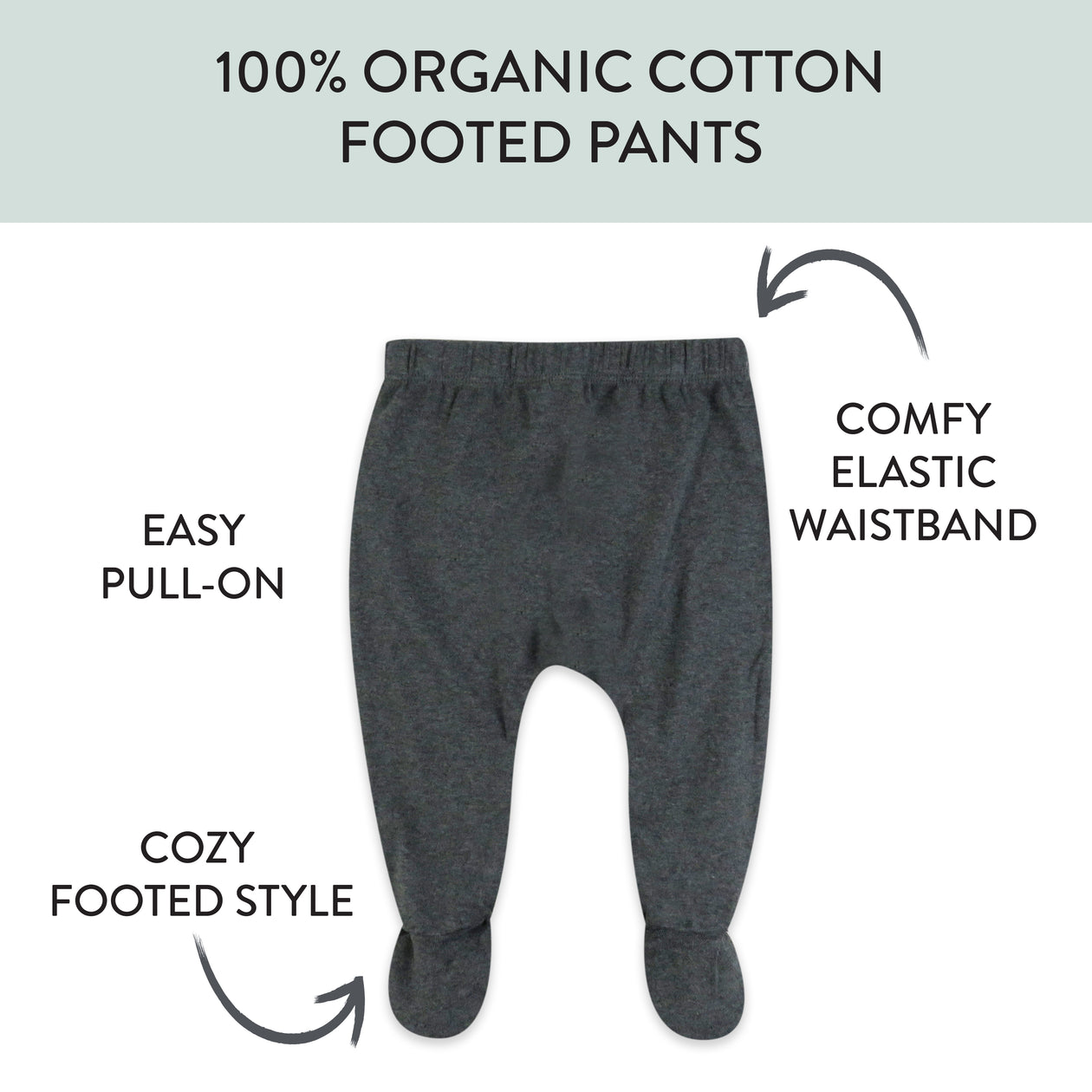 3-Pack Organic Cotton Footed Pants, Olive Checkerboard 