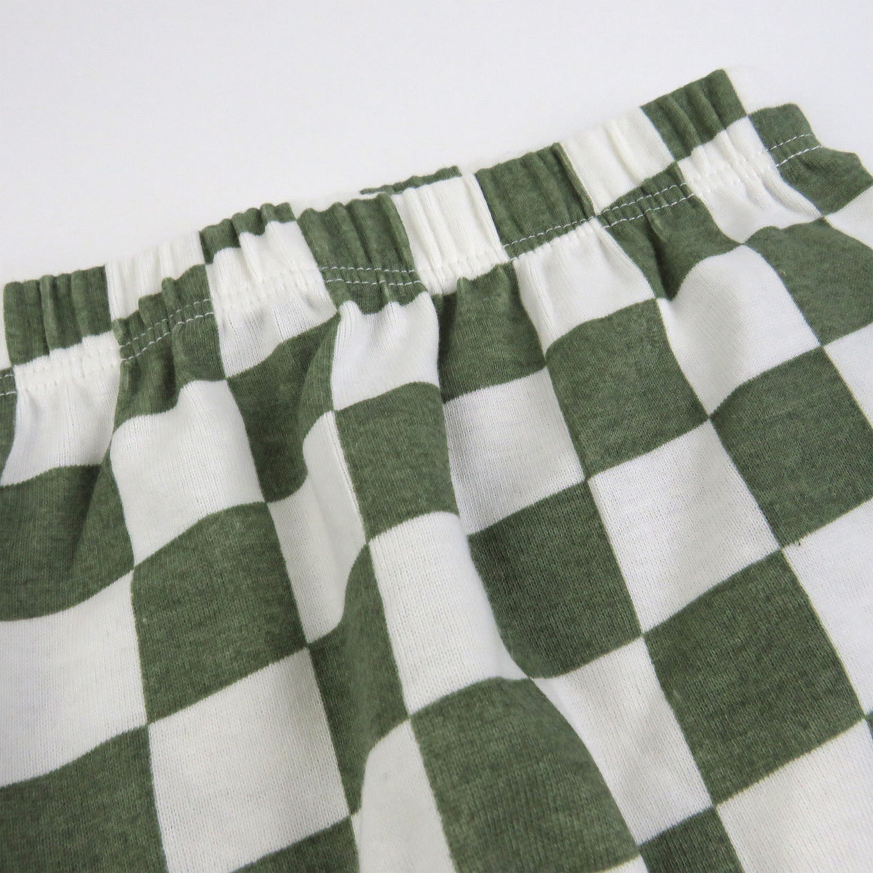 3-Pack Organic Cotton Footed Pants, Olive Checkerboard 