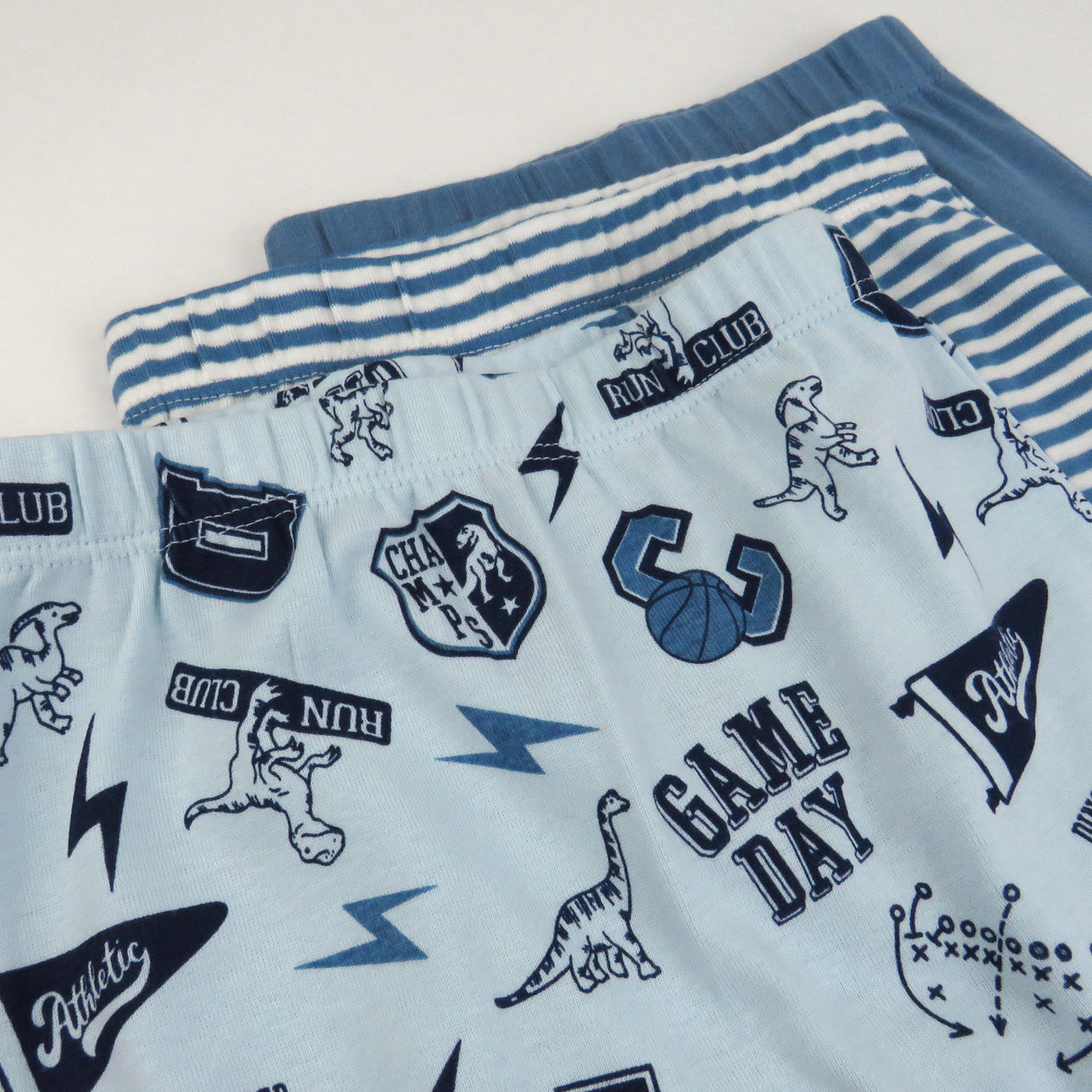 3-Pack Organic Cotton Footed Pants, Dino Prep Academy Blue