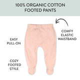 3-Pack Organic Cotton Footed Pants, Peach Blossom Floral