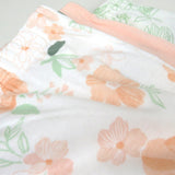 3-Pack Organic Cotton Footed Pants, Peach Blossom Floral